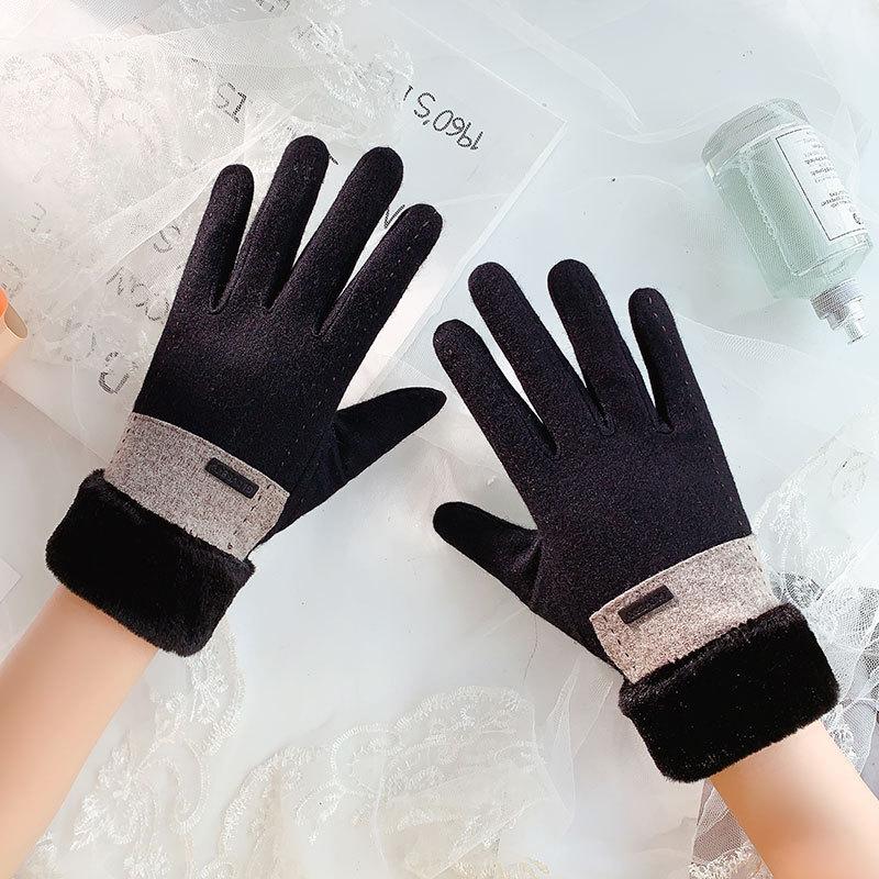 

Женские элегантные зимние термоперчатки - Мягкий на ощупь - как внешний материал, Неэластичные перчатки для холодной погоды для повседневной носки и официальных мероприятий, Теплые перчатки с сенсорным управлением чёрный