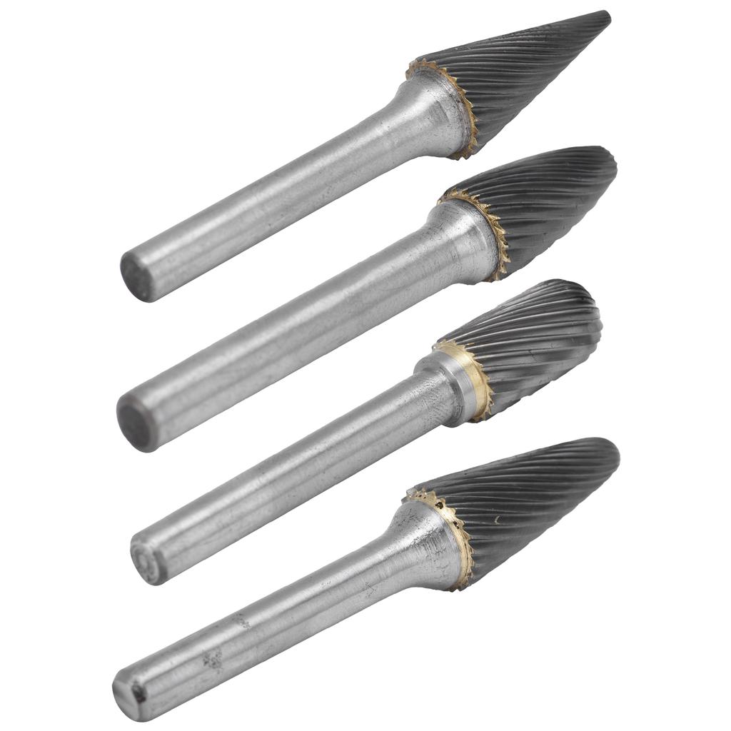 4Pcs Carbide Burr 12mm Durable Sturdy Tungsten Steel Convenient Wide Application HeatTreated Shape