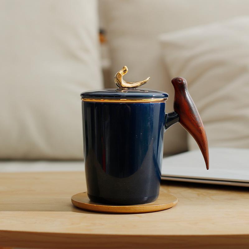 Ceramic Tea Separation Cup Office Filter Cup with Lid Japanese Creative Simple Tea Cup Funny Mug Ceramic Mug Cute Mugs Tea Mug 301-400ml