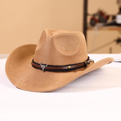 Western Cowboy Hat Autumn and Winter New Big Brim Suede Tibetan Belt Outdoor Jazz Hat Felt Hat