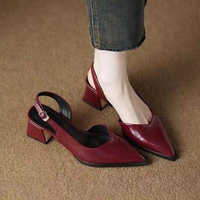 Fashion High Heels Sandals Woman Pointed Toe Heeled Shoes Shallow 2025 Summer Trend Loafers Slingback Shoes Elegant Dress Pumps Mujer