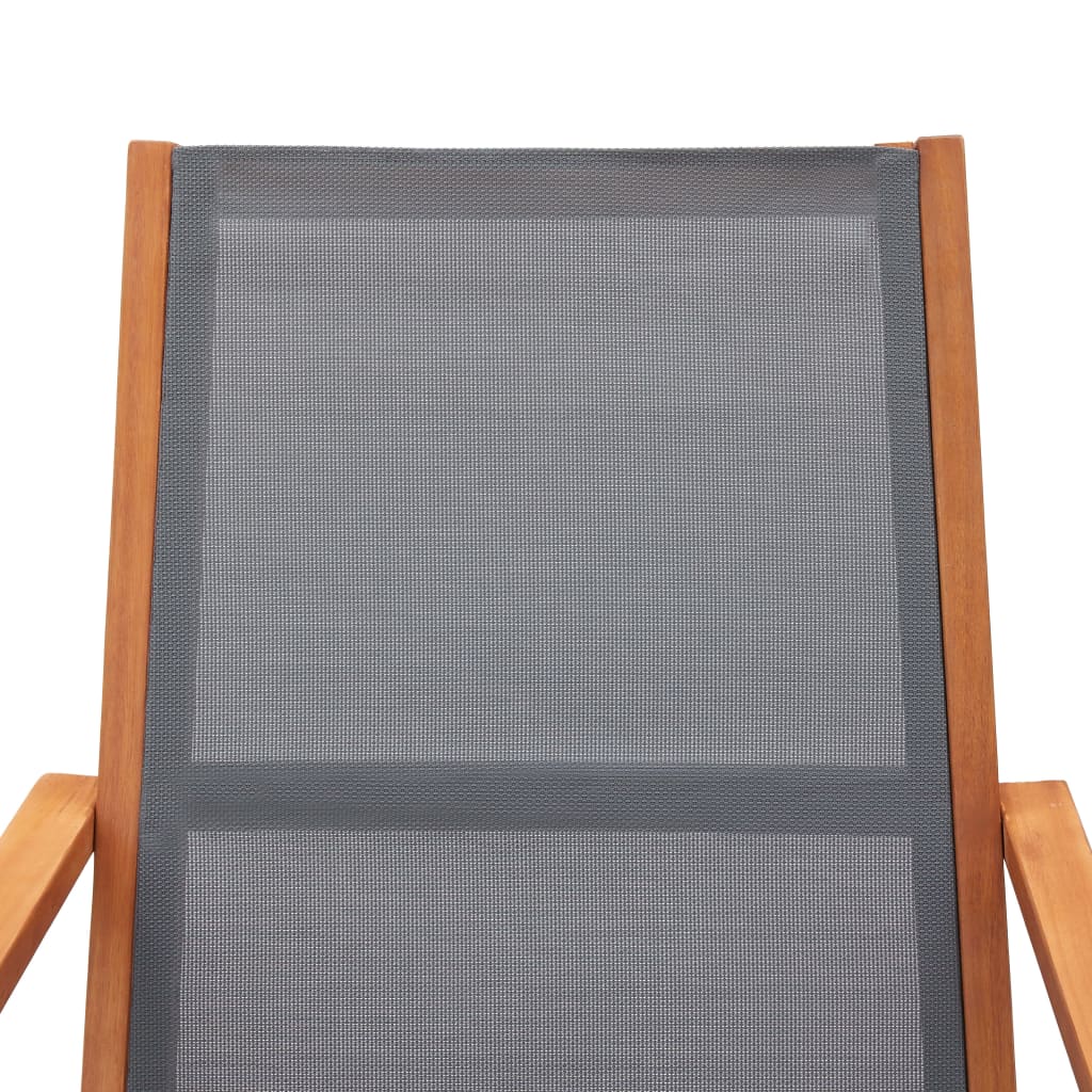 Garden Lounge Chair Gray Solid Eucalyptus Wood and Textilene