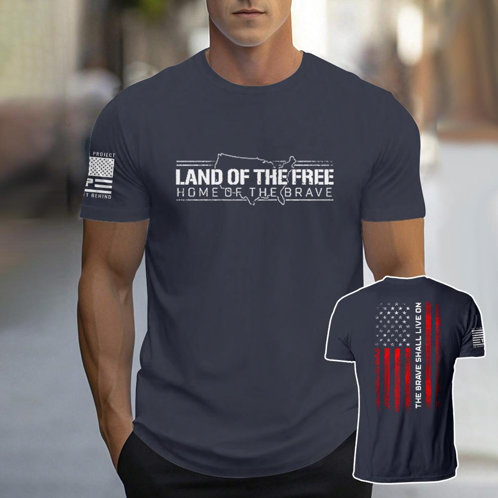 Land Of The Free Letter Prined T-shirt For Men 2025 Trendy Casual Men's O-Neck Short Sleeve Clothing Breathable Sports T Shirt
