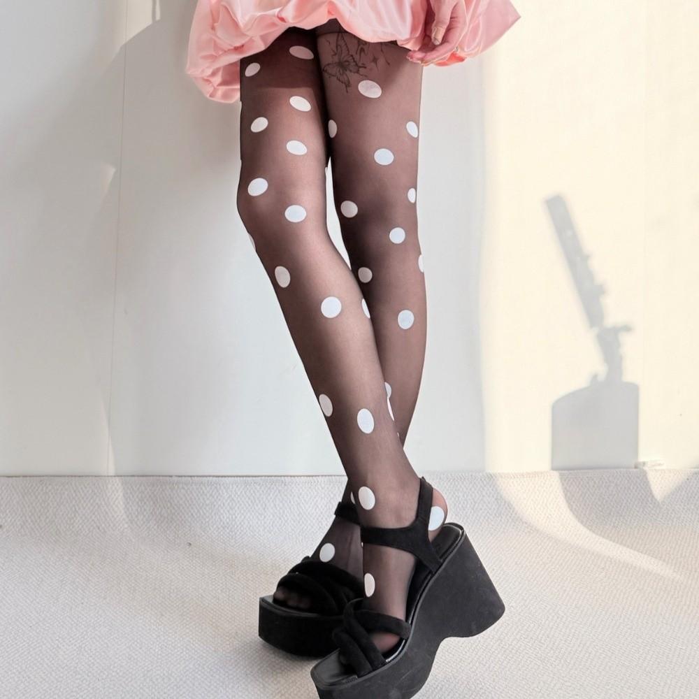 Colorful Large Dot Pantyhose Seamless Y2K Retro Silk Stockings Polka Dot Stockings Spicy Girl