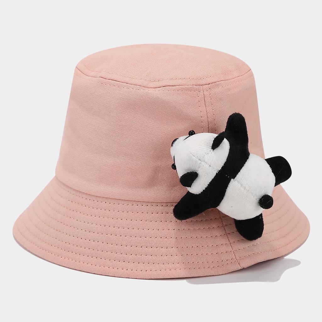 Childrens Cotton Sun Hat With Plush Panda Decoration For Summer Outdoor Play