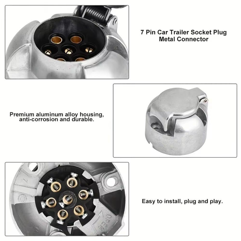 Round Adapter Towbar Trailer Plug Aluminium Zinc Zinc Alloy Towing Electrics Adapter For Caravan