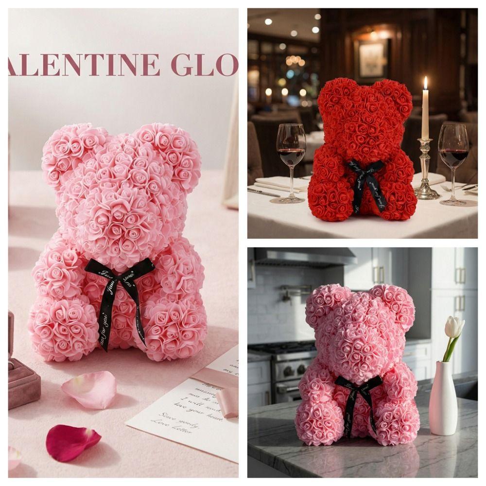 25cm Orsetti Fiore Rosa Regali per Amanti Dolce San Valentino Rose Fai da Te Forniture per Feste Orsetto Fiore Simulato Festa