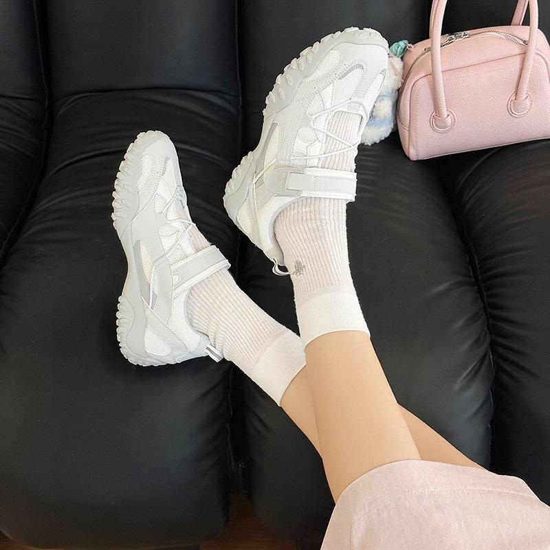 

Панк балетный стиль мелкий вырез Мэри Джейн одинарная обувь женская летняя дышащая новая повседневная легкая спортивная 35 серый