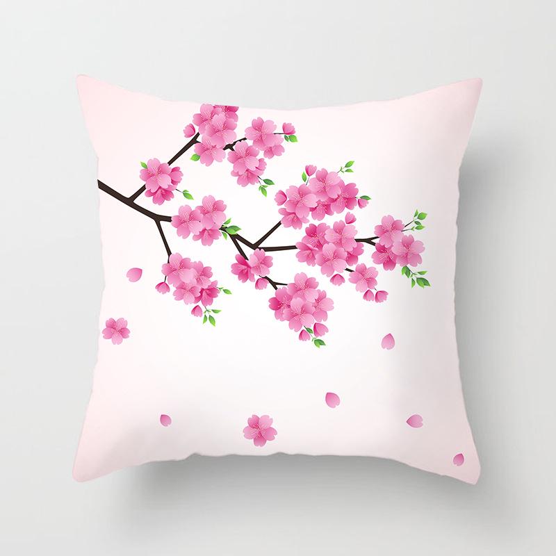 Peach Leather Velvet Fresh Pink Flower Pillowcase Home Sofa Pillow Cushion Cover Core-free
