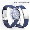 Curved End Rubber Watchband for Longines Conquest HydroConquest L3.781 642 742 782 Sports Diving Silicone Blue Watch Strap 21mm