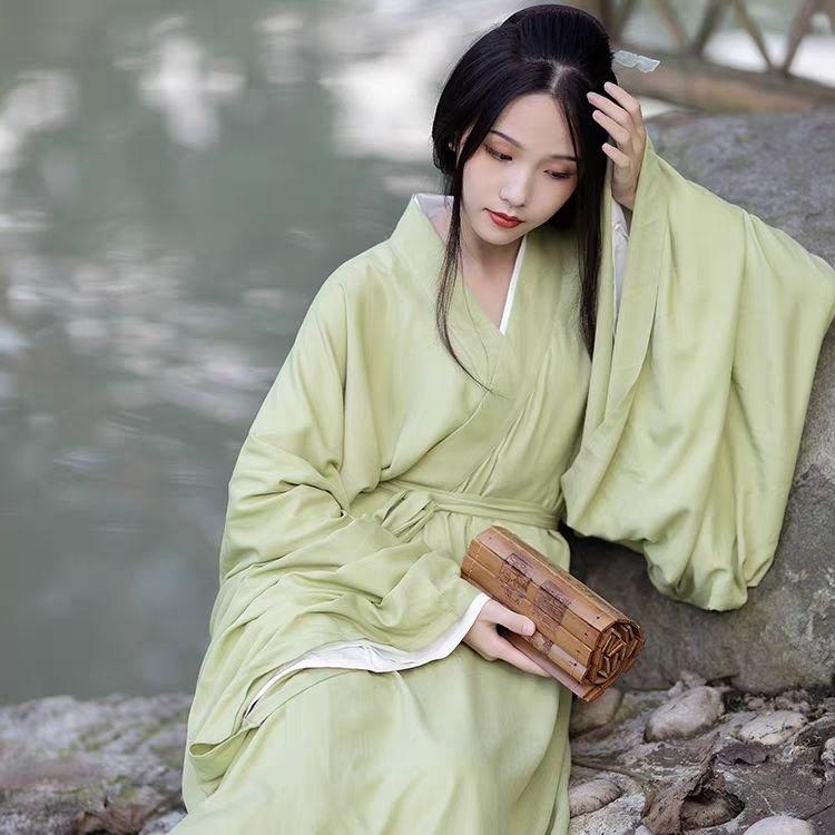 Chinese Wei And Jin Style Hanfu Daily Improved Cross-collar Suit