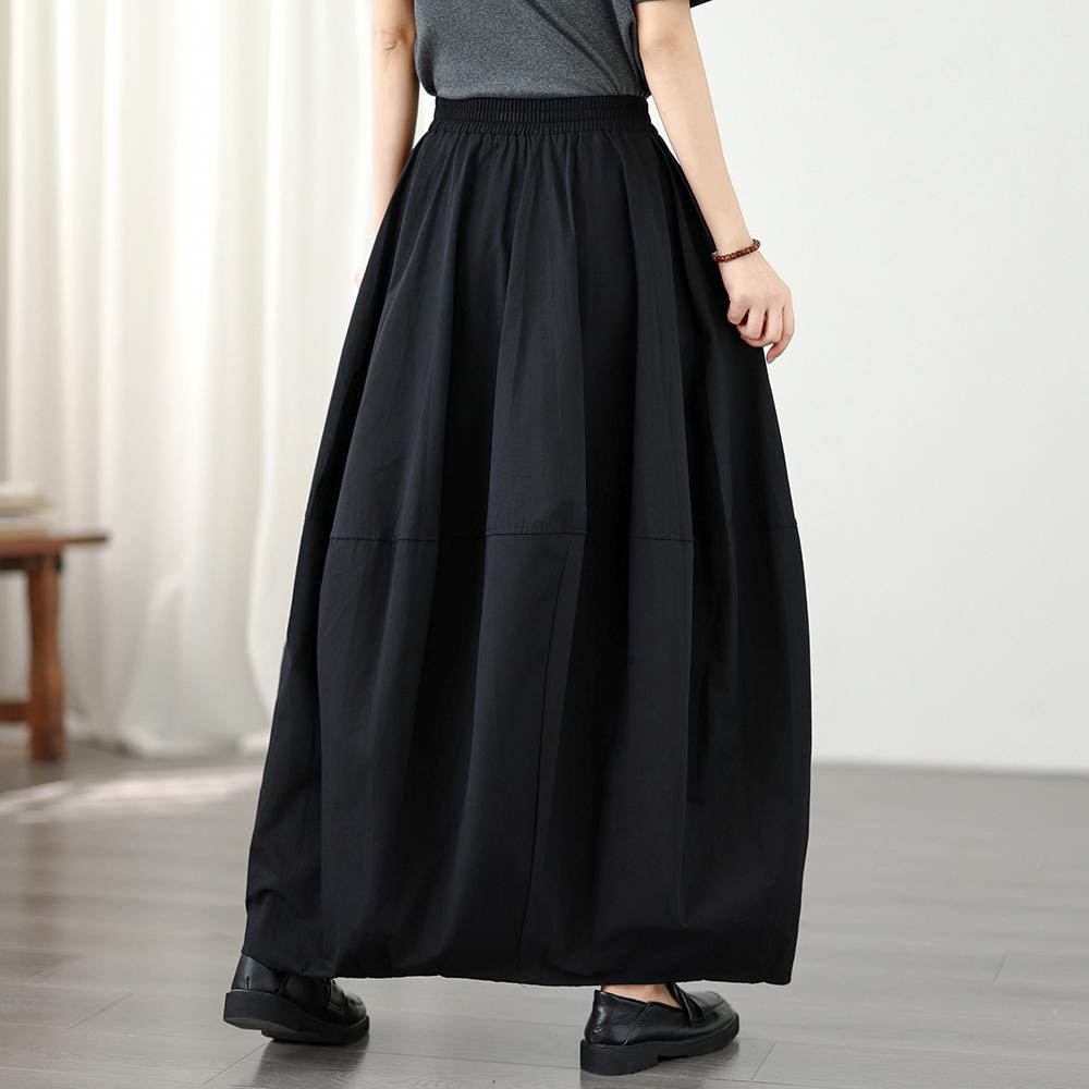 DIMANAF 2026 Sommer Strand Übergröße Langes Kleid Damen Elastischer Bund Locker Lässige Hose Unterteil Schwarz