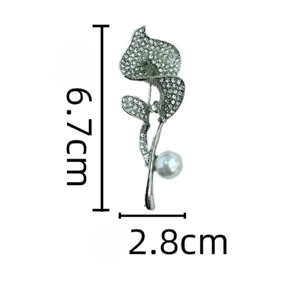 Full Diamond Inlaid Zircon Calla Lily Brooch, High-end Luxury Temperament Brooch, Personalized Design Sense, Suit Accessories