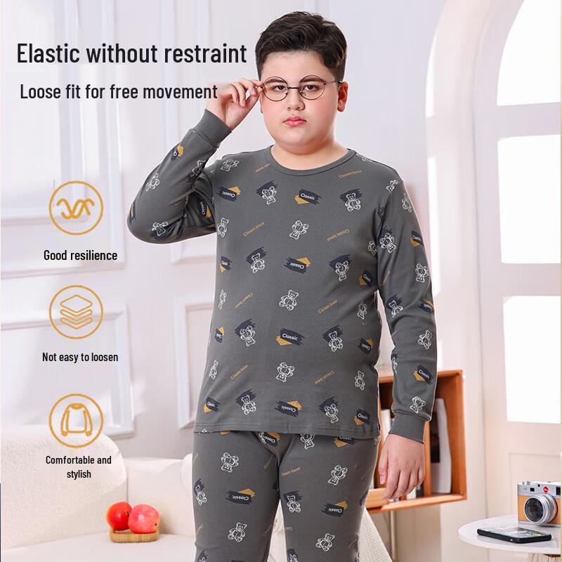 Xueqianman Boys' Pure Cotton Cartoon Thermal Underwear Set