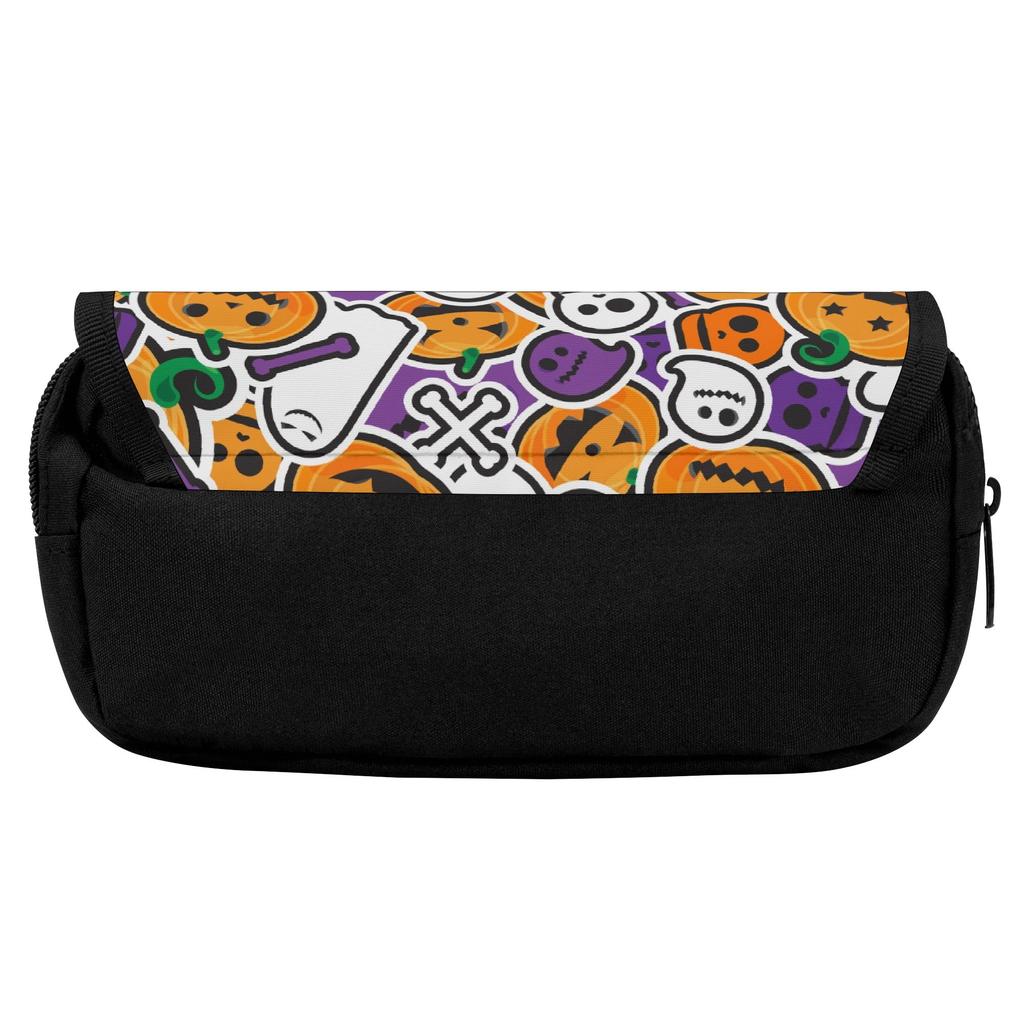 Pen Case 300D Polyester Double Zipper Double Layer with Two Compartments for Pens Ruler Scissors Earphones for Boys Girls