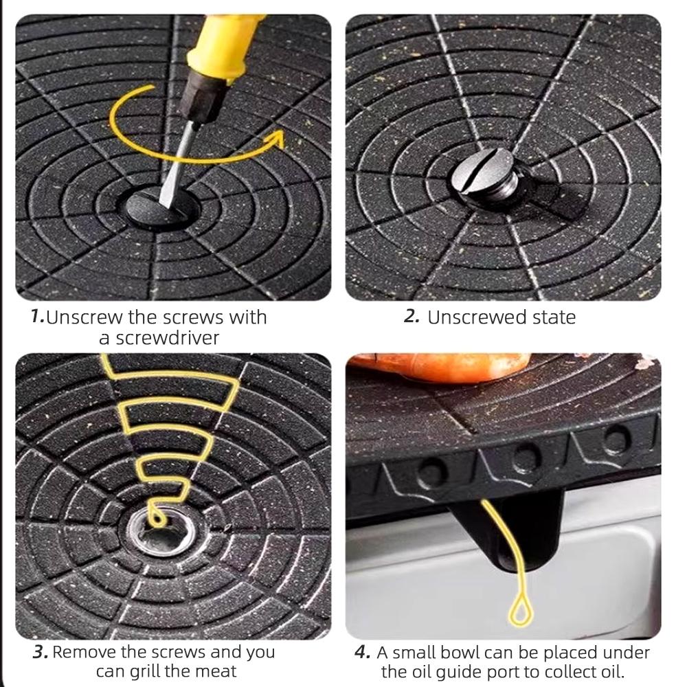 KOSUN Korean Grill Pan 12-inch Non-stick Griddle Barbecue Plate Smokeless Baking Tray Cooking Meat Frying Pan for Indoor Outdoor