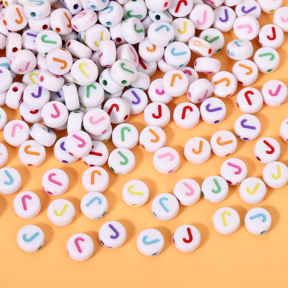 Alphabet Beads: Colorful A-Z Single Letter Round Beads for DIY Jewelry – Flat, White Background, Straight Hole for Stringing Phone Chains & More