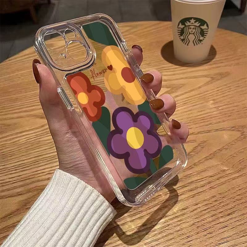 Oil painting dyeing flower is suitable for iphone15promax mobile phone case transparent Apple 1614pro Japan and Korea 13/12