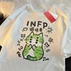 2025 Summer New Kawaii Cat Print Men's Cotton Short-Sleeve T Shirt Trendy Campus To Streetwear Natural Fabric Tee Shirt Tops