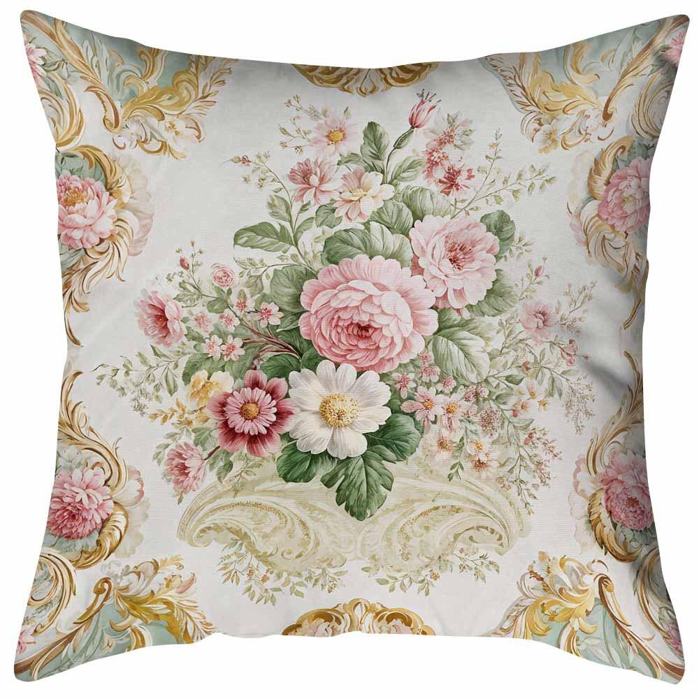 Retro Flowers Throw Pillow Covers With Digital Printing Of Short Plush Fabric Car-Shaped Sofa Cushion For Office Home Decor