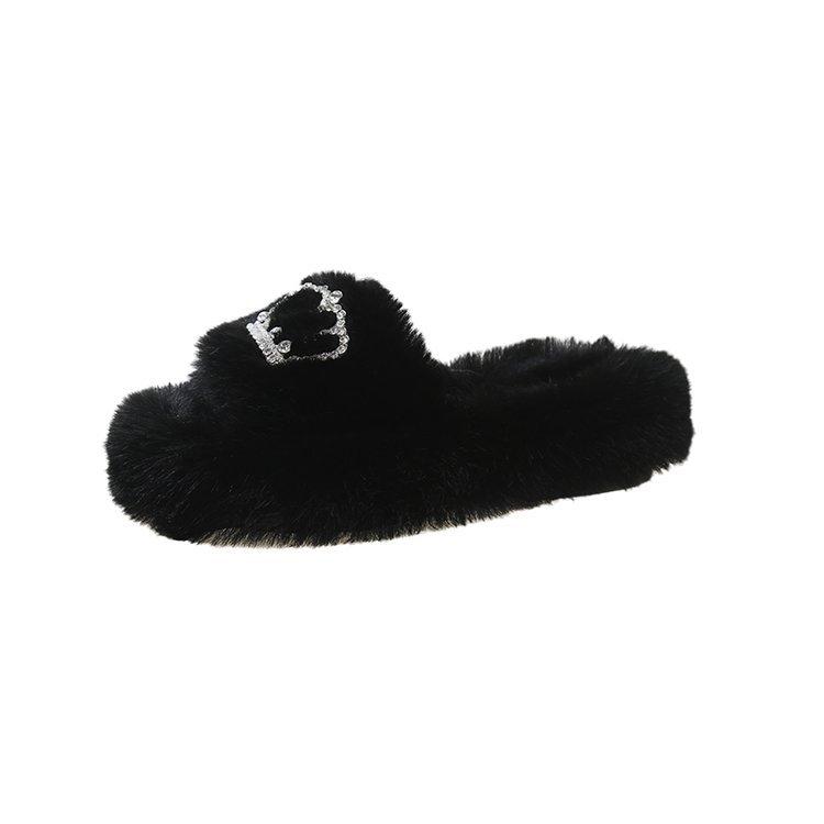 Fashion Winter Fashion Soft Warm New Comfort Flat Fur Slipper Outside Fluffy Slippers Indoor Soft Plush Shoe Women Luxury Slippers