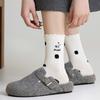 Lace Socks for Women, Mid-calf Socks for Autumn and Winter, Polka Dot Cartoon Puppy Sports Cotton Socks, Boneless Women's Socks