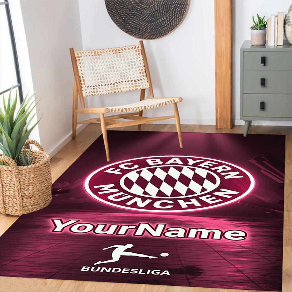 Bayern Munich Customize Your Name Area Rug Perfect for Game Room Study room Foyer Bedrooms Antislip Carpet Anime Office Decor Wedding Party Gift