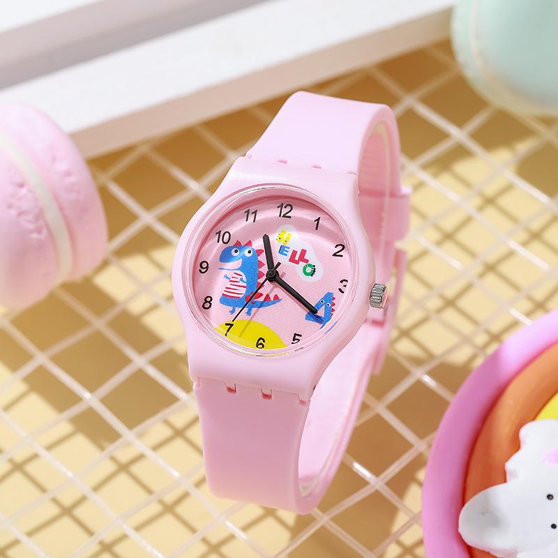 Children's Watch Boys and Girls Cute Cartoon For Little Dinosaur Kids Students Quartz Watches Silicone Candy Color