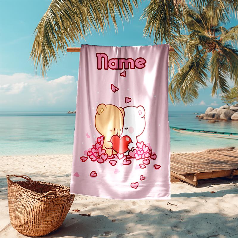 Personalized customized proof beach towel with Bubu Dudu  pattern - soft, absorbent, quick-drying, perfect swimming, camping&bathing