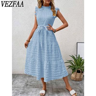 Damenmode Sommer Frühling Einfarbiger Druck Kurzarm Halber Rollkragenpullover Hohe Taille Freizeitkleider