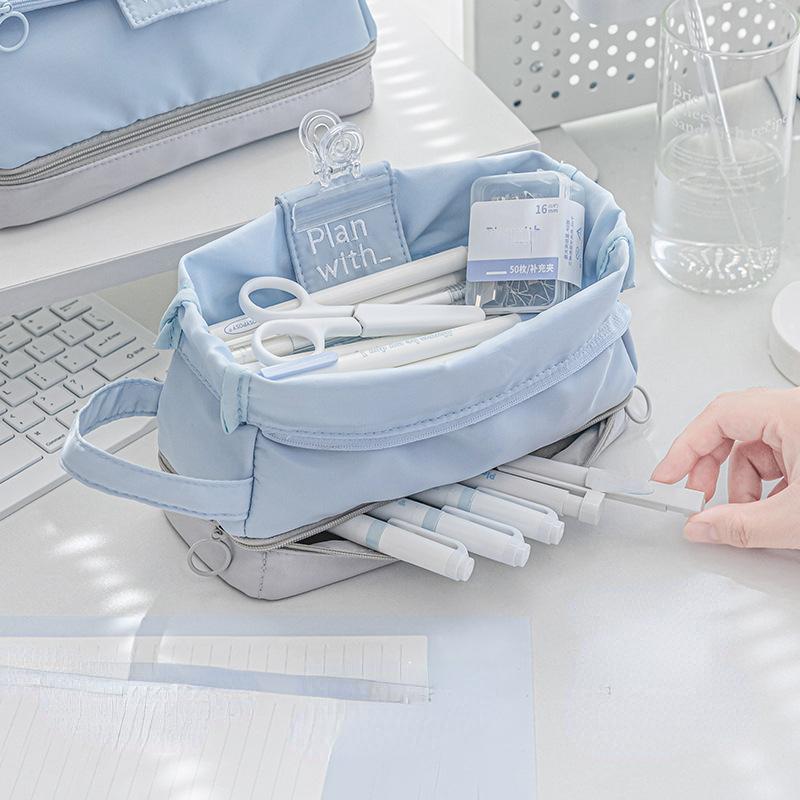 

Kawaii пенал холст на молнии большой емкости милый пенал портативная сумка для хранения для девочек пенал школьные канцелярские принадлежности