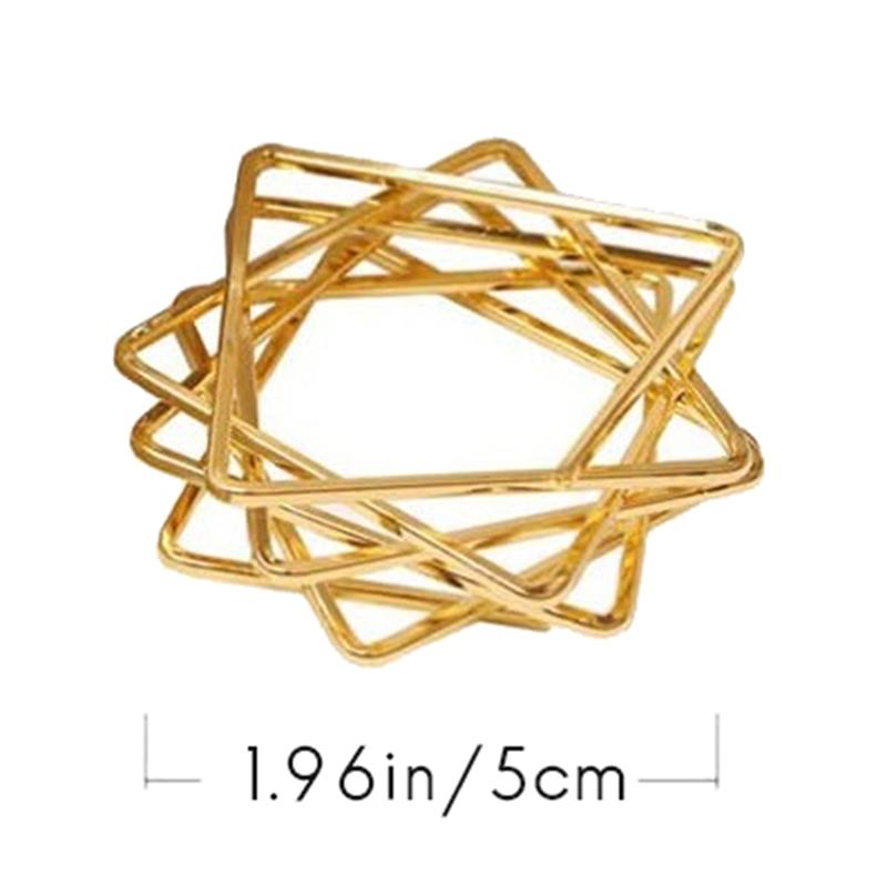 A84X-12Pcs Polygon Star Design Napkin Rings Star Napkin Buckle Metal Napkin Holders For Wedding Birthday Party Decorations Golde