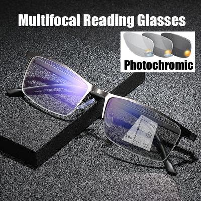 Smart Photochromic Presbyopia Glasses Progressive Multifocal Reading Eyeglasses Finished Prescription Near Far Bifocal Eyewear