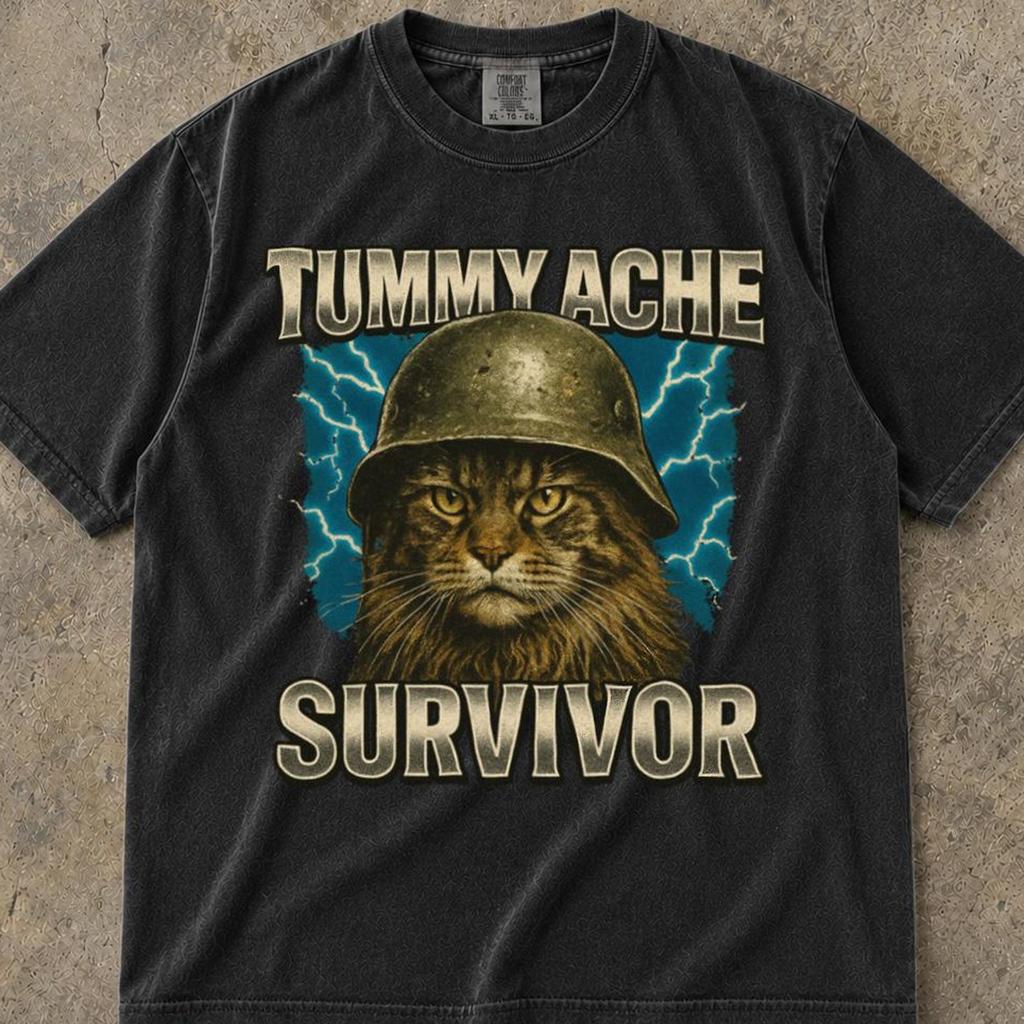 Tummy Ache Survivor Shirt, Tummy Hurts T-Shirt, Tummy Troubles Survivor Shirt, Tummy Ache Survivor Raccoon Shirt, I Survived Tummy Ache