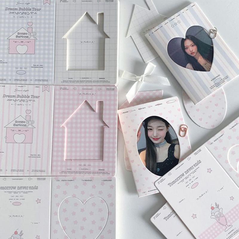 10Pcs/Pack Hollow Window Folding Back Card Kpop 3 Inch Photocard Holder Diy Small Card Decorative Packaging Material