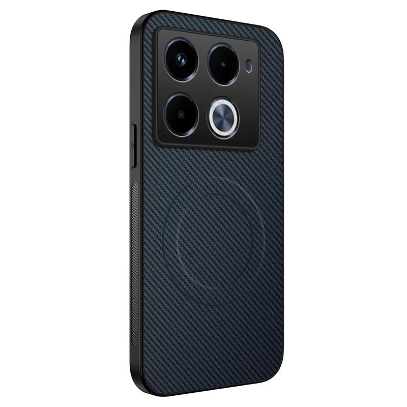 Shockproof Carbon Fiber Pattern Soft Phone Case For Infinix Note 40 Pro Plus 4G 5G Magnetic Wireless Charging Back Cover Cases