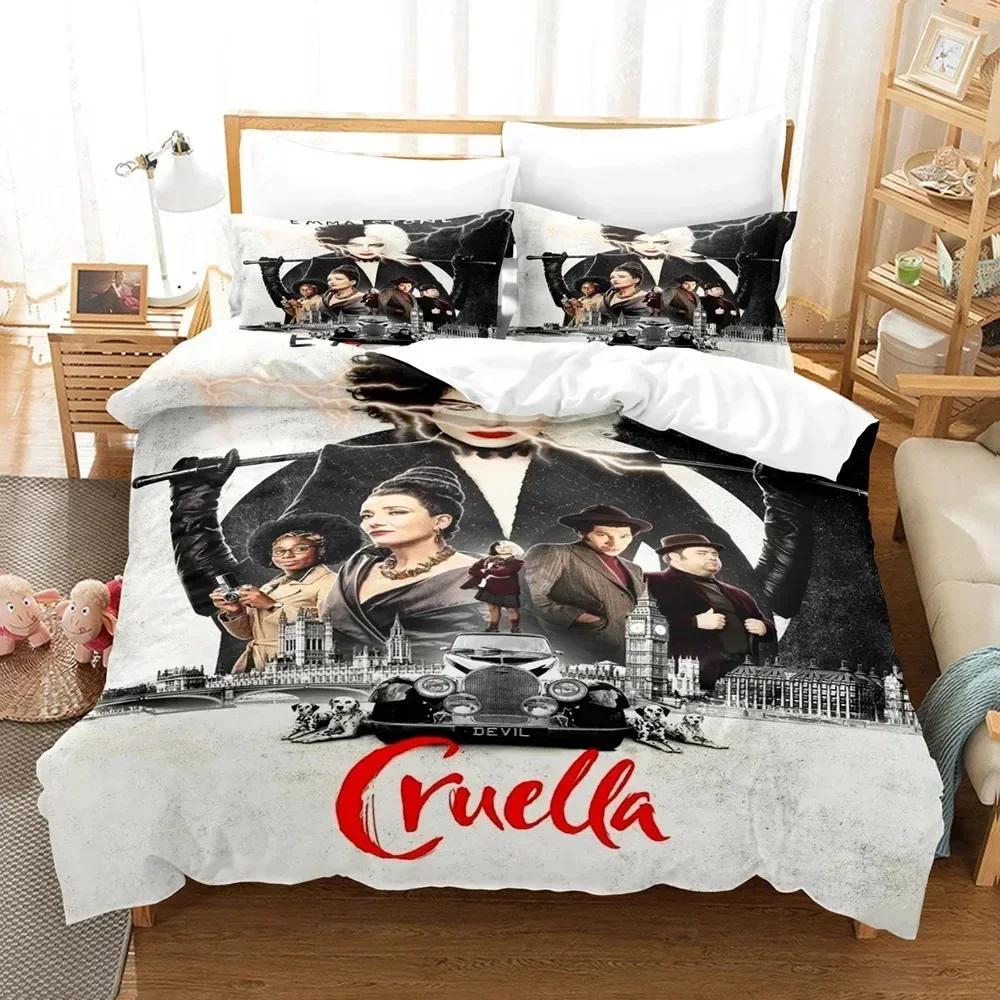 

Cruella De Vil Bedding Set Duvet Cover Sheet Printed Bed Set Pillowcase Bed Full Queen King Size Comforter Bedroom 135x200cm