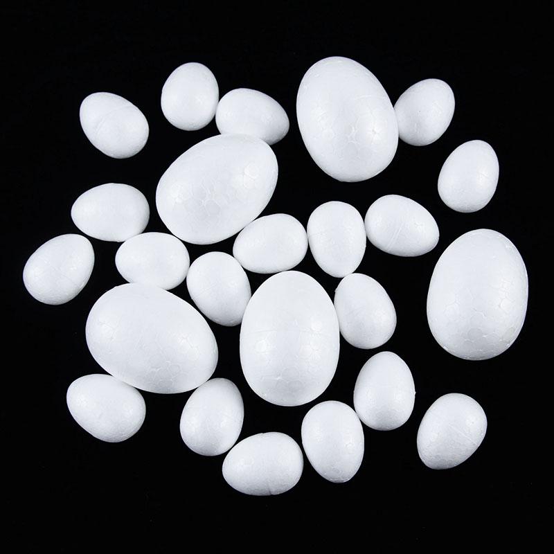 20pcs White Foam Eggs Easter DIY Painting Craft Fake Styrofoam Egg Easter Home Decoration Supplies Kids Favors Toy Gifts