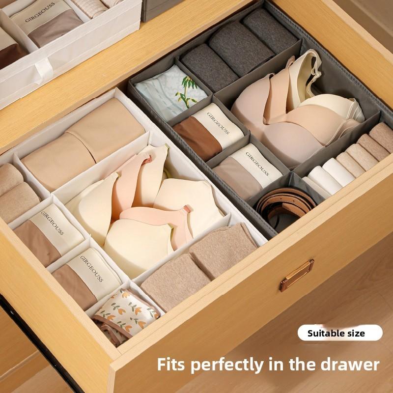 Foldable Polyester Clothing Storage Container With Compartments For Closet Organization