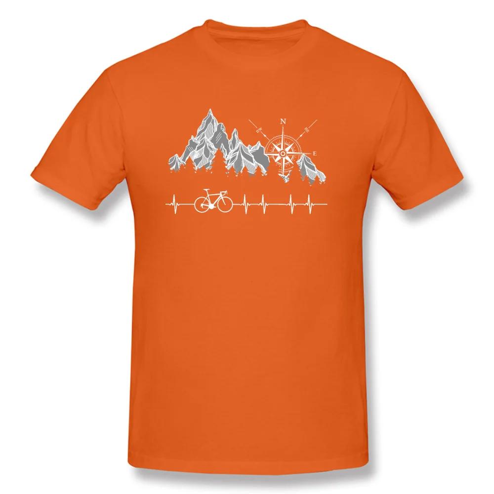 Cycle Life Heartbeat Biker Tshirt Mountain Forest Hiking Printed Tops & Tees Compass Bike Casual Funny T-shirts 100% Cotton
