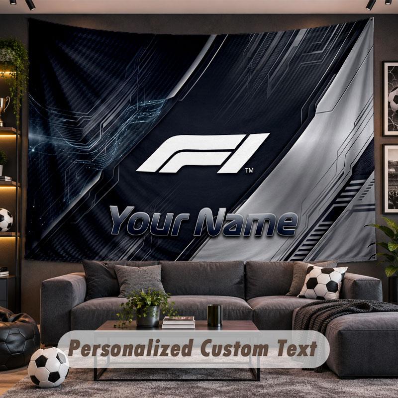 Wall Hanging Tapestry Custom NameF1 Pattern Personalized Printed Fabric Wall Decor