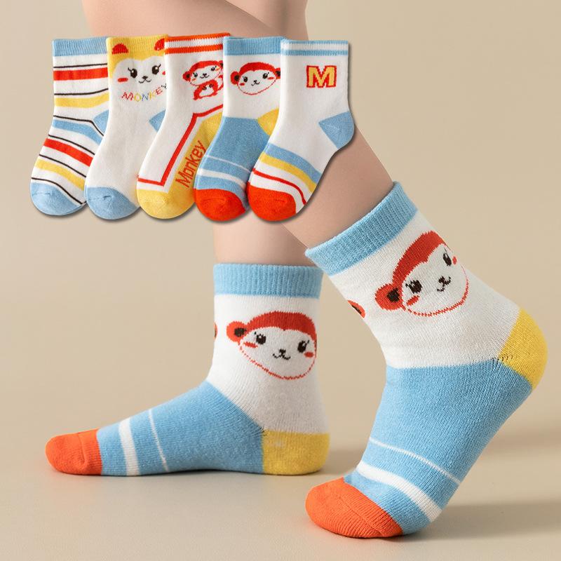 5 Pairs Baby Cotton Socks Soft Cartoon Short Socks For Newborn Toddler Kids Boys Girls Age 0-10 Years Cute Sports Ankle Socks