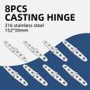 8pcs 30x152mm Stainless Steel 316 Door Strap Hinge With 6 Holes Mirror Polish Marine Boat Hardware Casting