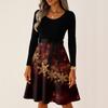Women's Casual Fashion Long Sleeve Christmas Graphic Printed Vintage Long Dresses