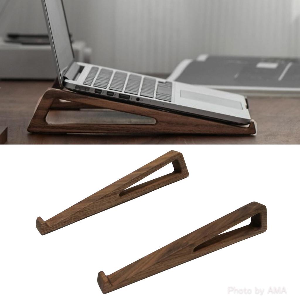 MA Line Laptop Portable and Inclined Wooden Stand Stand, Lightweight, Compact, (Walnut)