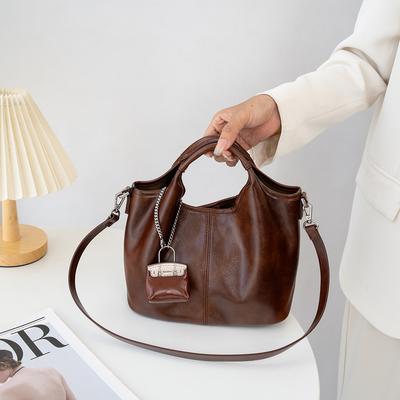 Women Retro Handheld Bag New Fashionable Versatile Crossbody Tote Bag Soft Leather Vegetable Basket Trendy Single Shoulder Bag