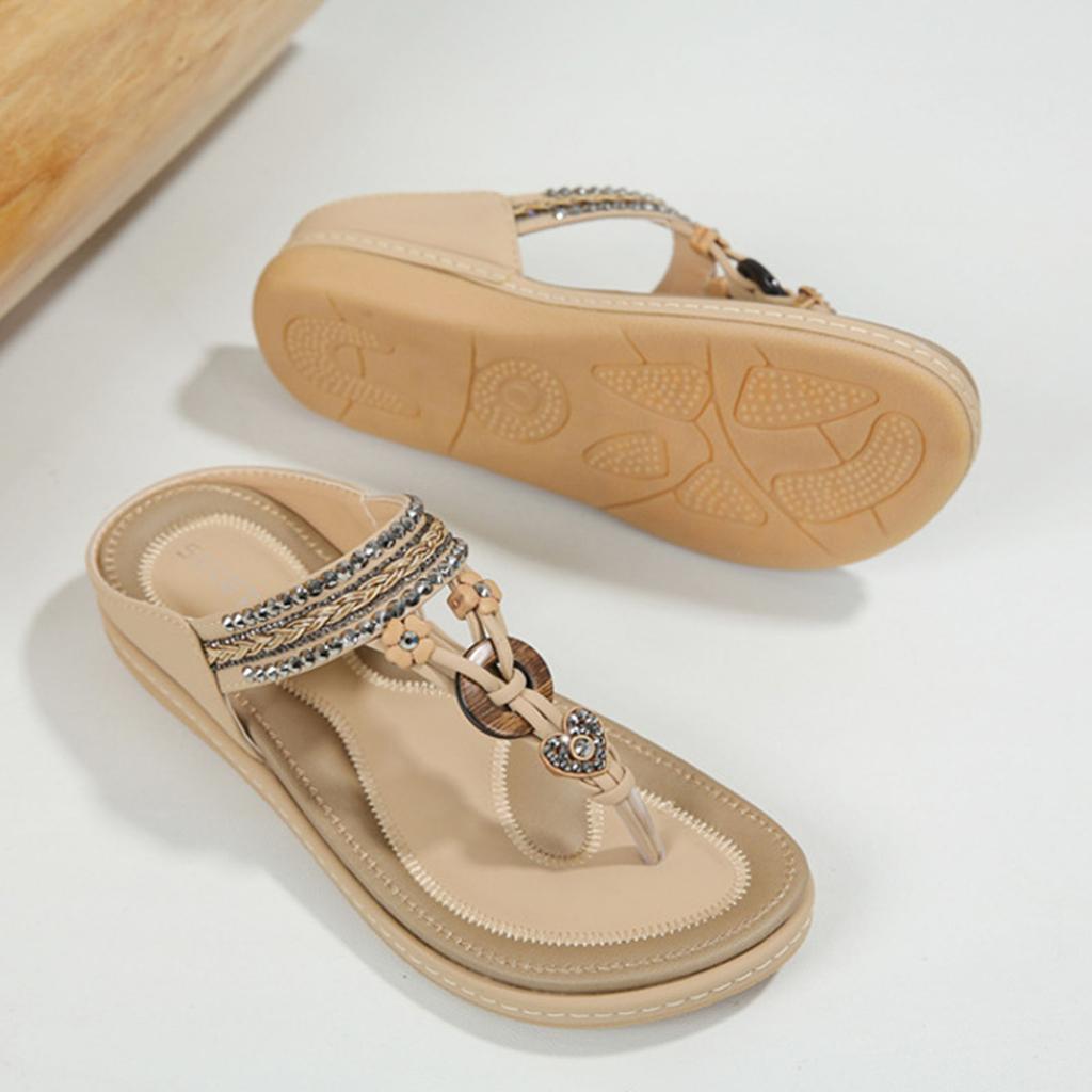 Sandals For Woman Summer Shoes Women'S Slip On Flat Sandal With Comfortable And Cushioned Insoles Holiday Casual Beach Shoe