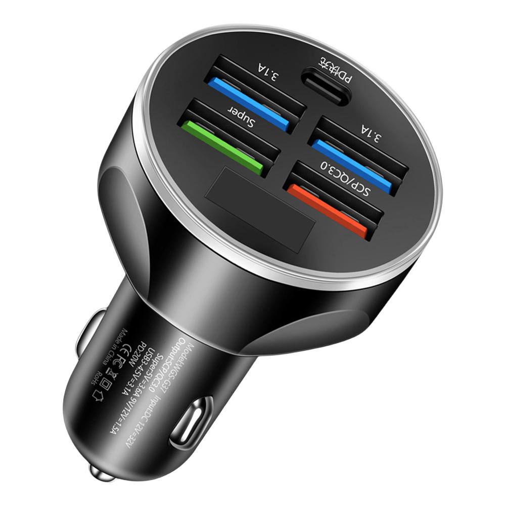 Adaptor Auto 4USB PD 250W pentru Telefon Mobil, Tip C, Încărcare Rapidă, Adaptor Brichetă 5 în 1 pentru iPhone Samsung Huawei Xiaomi