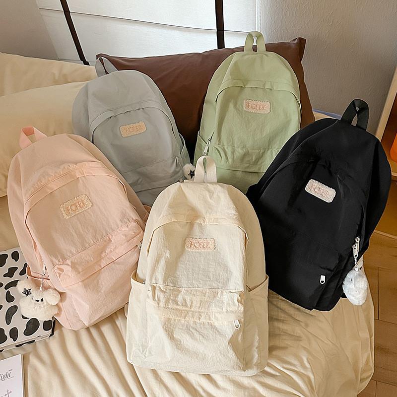 Backpack Color Solid With Padded Straps Letter Print For School Travel Gift