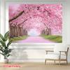 2D Flat Print Cherry Blossom Tapestry, Sakura Tree Tunnel Wall Backdrop for Photoshoot